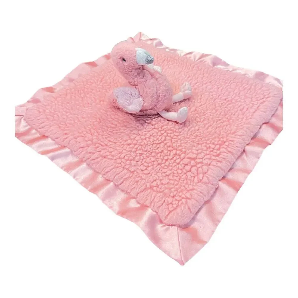 Pink Flamingo Lovey Fleece Security Blanket Cloud Island No Rattle Gray Beak EUC